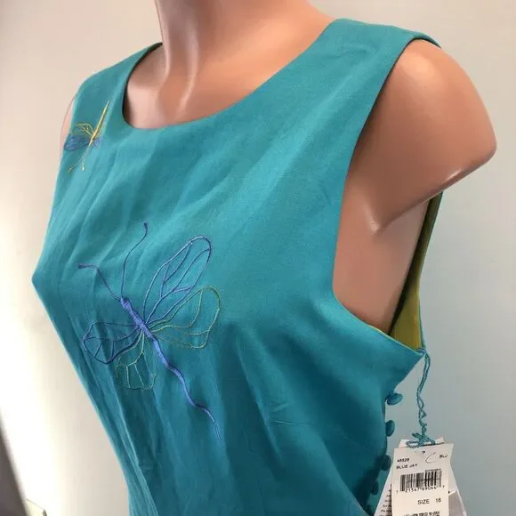 Donna Morgan Vintage Floral Embroidered Maxi Linen Dress Women’s 16 - Picture 10 of 16